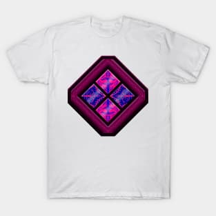 Pink and Blue Flowers, Purple Frames T-Shirt